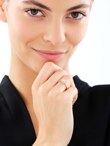 Pierścionek z  żółtego złota z brylantami - 0,15 ct - próba 585