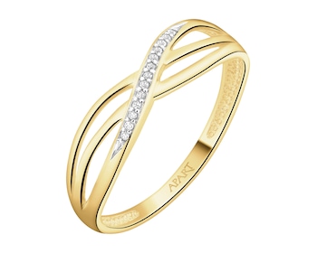Pierścionek z żółtego złota z diamentami - 0,02 ct - próba 375