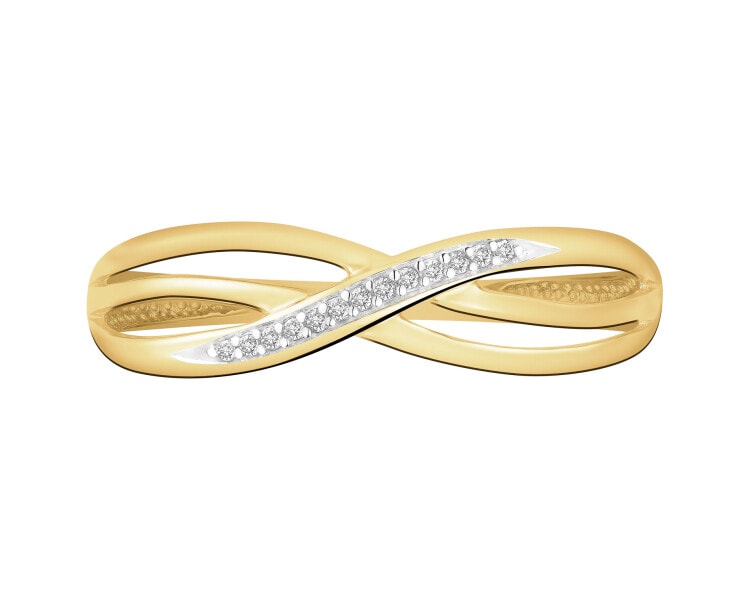 Pierścionek z żółtego złota z diamentami - 0,02 ct - próba 375