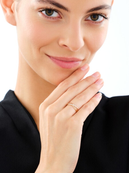 Pierścionek z żółtego złota z diamentami - 0,02 ct - próba 375