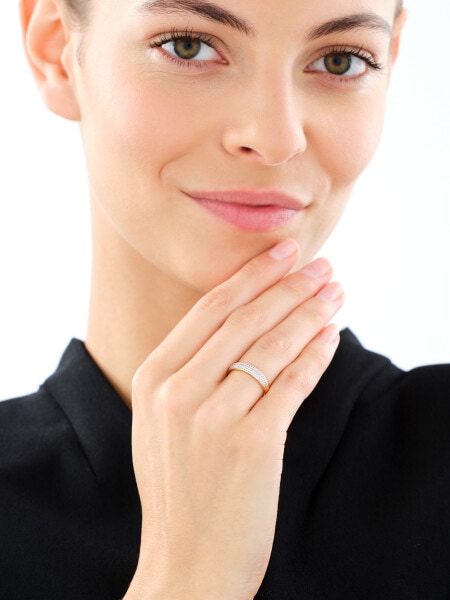 Pierścionek z żółtego złota z diamentami - 0,11 ct - próba 585