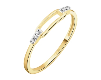 Pierścionek z żółtego złota z diamentami - 0,02 ct - próba 375
