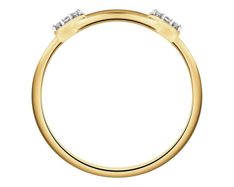 Pierścionek z żółtego złota z diamentami - 0,02 ct - próba 375
