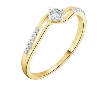 Prsten ze žlutého a bílého zlata s diamanty - 0,09 ct - ryzost 585