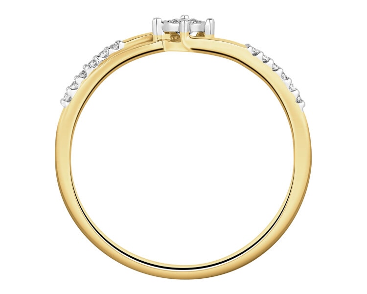 Pierścionek z żółtego i białego złota z diamentami - 0,09 ct - próba 585