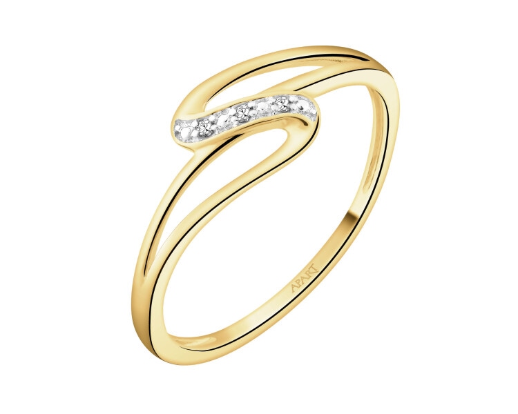 Pierścionek z żółtego złota z diamentami - 0,01 ct - próba 375