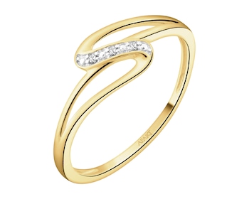 Pierścionek z żółtego złota z diamentami - 0,01 ct - próba 375