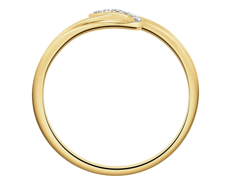 Pierścionek z żółtego złota z diamentami - 0,01 ct - próba 375