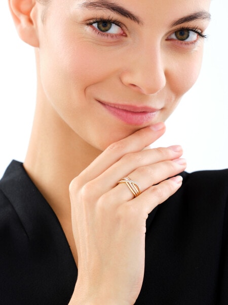 Pierścionek z żółtego złota z diamentami - 0,05 ct - próba 585