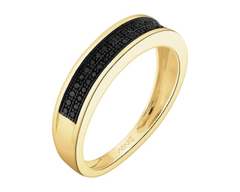 Zlatý prsten s černými diamanty - 0,17 ct - ryzost 585