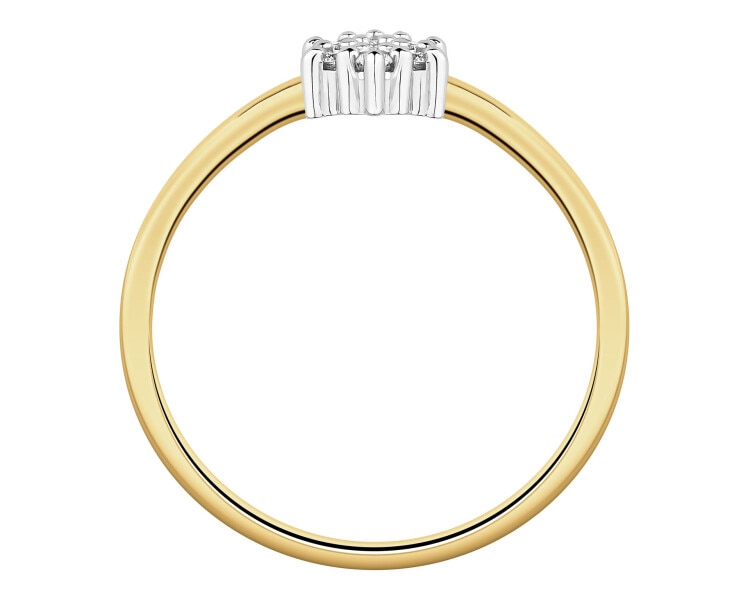 Pierścionek z żółtego złota z brylantami - 0,09 ct - próba 375
