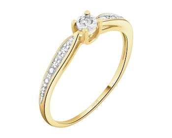 Pierścionek z żółtego i białego złota z brylantami - 0,03 ct - próba 375