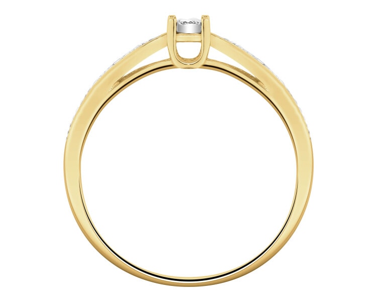 Pierścionek z żółtego i białego złota z brylantami - 0,03 ct - próba 375