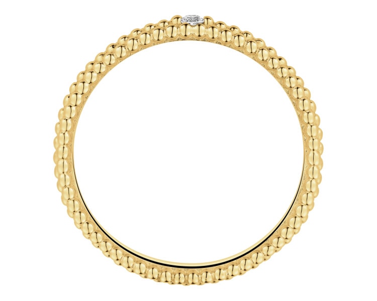 Pierścionek z żółtego złota z brylantem - 0,02 ct - próba 375