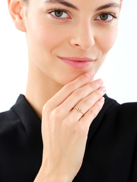 Pierścionek z żółtego złota z brylantem - serce - 0,01 ct - próba 375