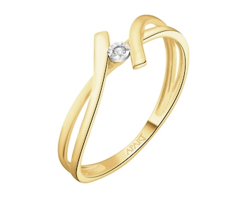 Pierścionek z żółtego i białego złota z brylantem - 0,01 ct - próba 375