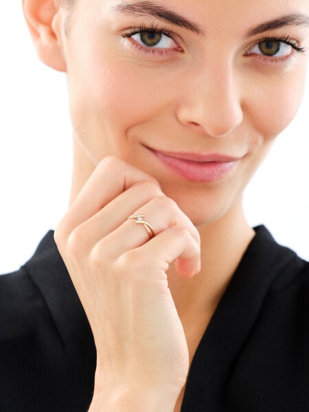 Pierścionek z żółtego i białego złota z brylantem - 0,01 ct - próba 375