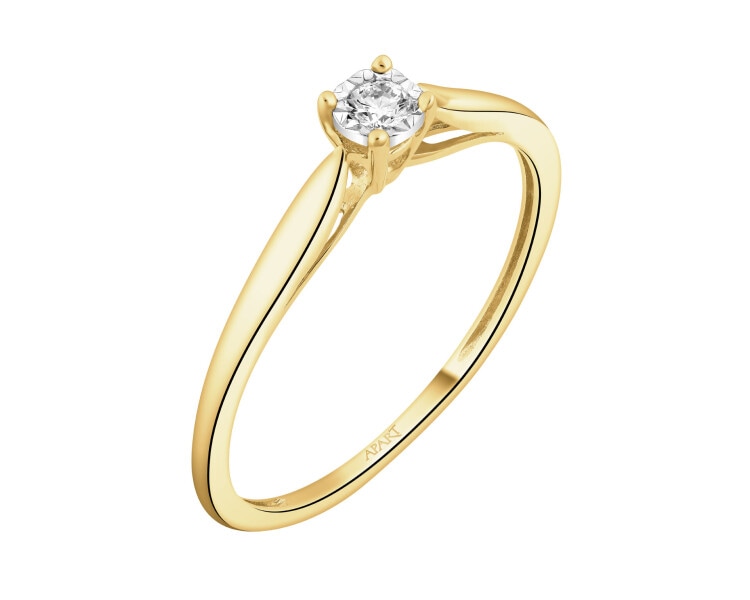 Pierścionek z żółtego i białego złota z brylantem - 0,05 ct - próba 585