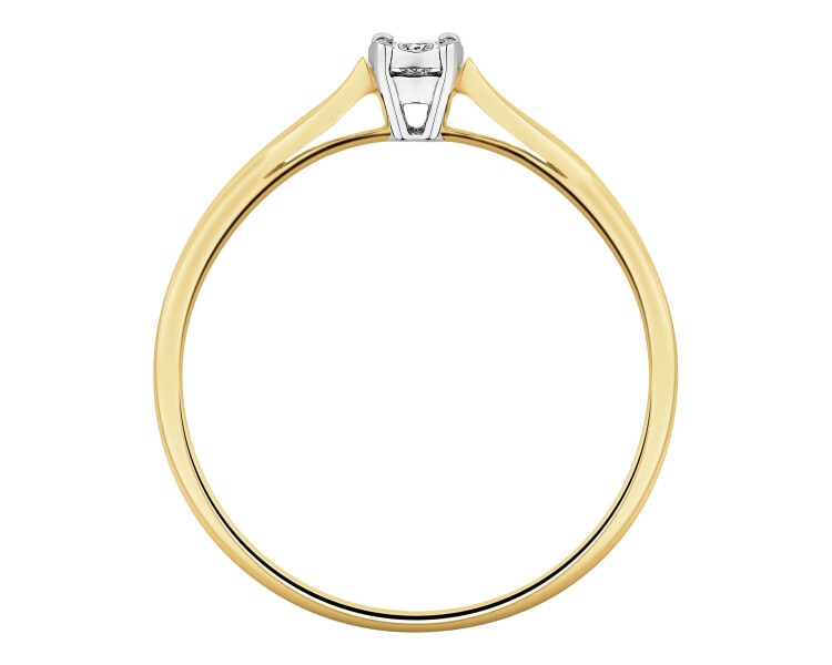 Pierścionek z żółtego i białego złota z brylantem - 0,03 ct - próba 375