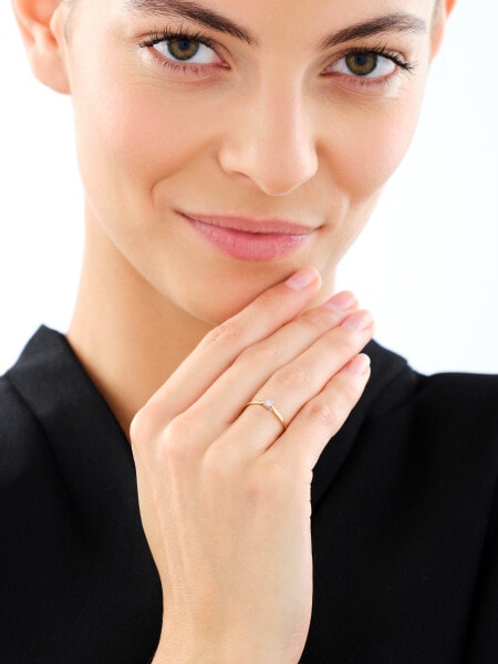 Pierścionek z żółtego i białego złota z brylantem - 0,03 ct - próba 375