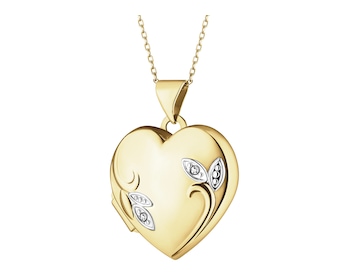 Zlatý přívěsek s diamanty - srdce - 0,01 ct - ryzost 585