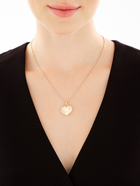 Zawieszka z żółtego złota z diamentami - puzderko - serce - 0,01 ct - próba 585