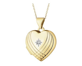 Zlatý přívěsek s diamantem - srdce - 0,005 ct - ryzost 585