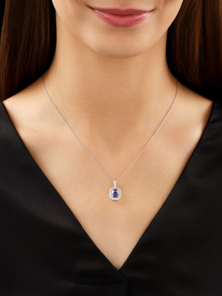 Zawieszka z białego złota z  brylantami i tanzanitem - próba 585