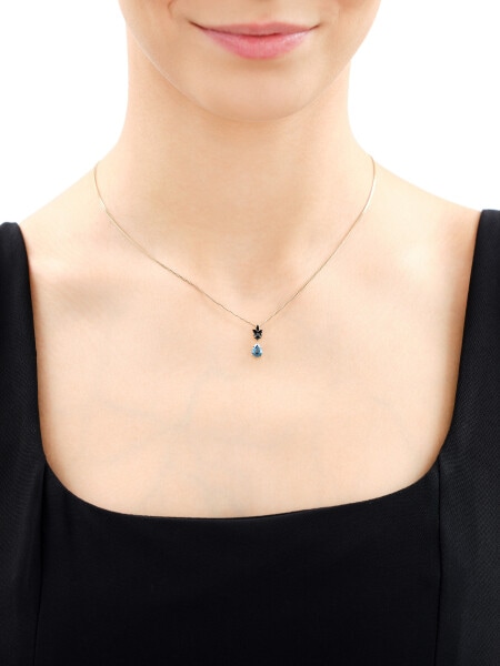 Zawieszka z żółtego złota z czarnymi brylantami i kamieniami ozdobnymi - próba 585