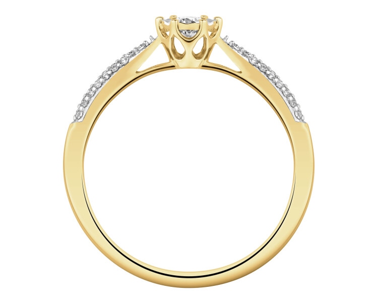 Pierścionek z żółtego złota z brylantami - 0,21 ct - próba 585
