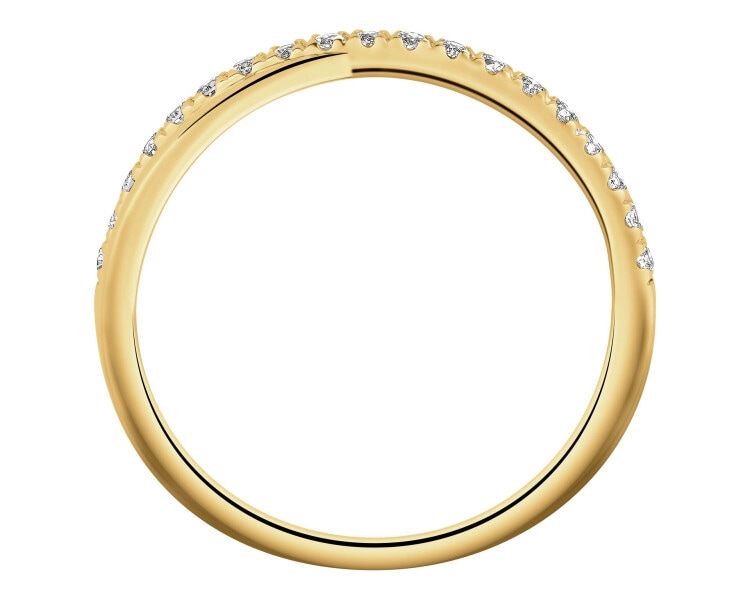 Pierścionek z żółtego złota z brylantami - 0,16 ct - próba 585