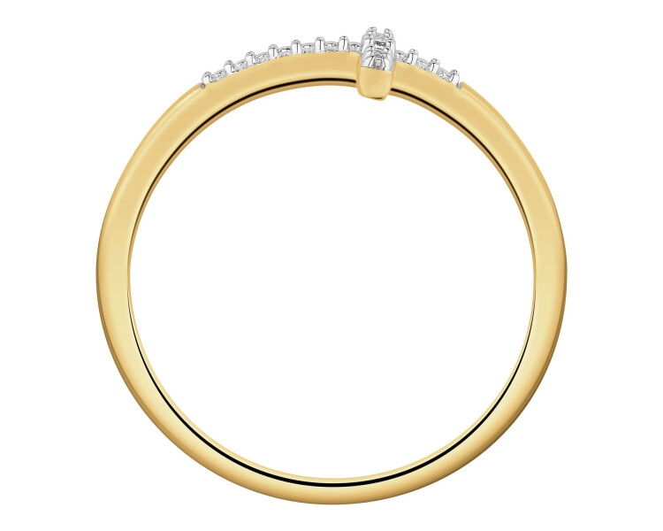 Pierścionek z żółtego złota z diamentem - krzyż - 0,003 ct - próba 375