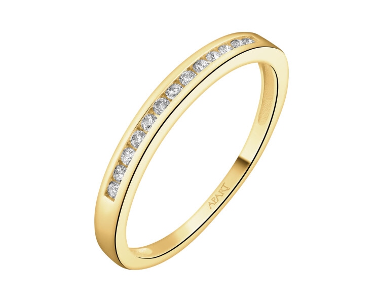 Pierścionek z żółtego złota z brylantami - 0,10 ct - fineness 14 K