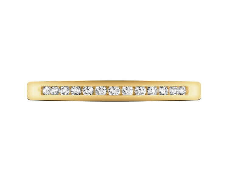Pierścionek z żółtego złota z brylantami - 0,10 ct - fineness 14 K