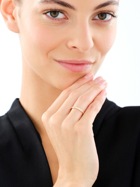 Pierścionek z żółtego złota z brylantami - 0,10 ct - fineness 14 K