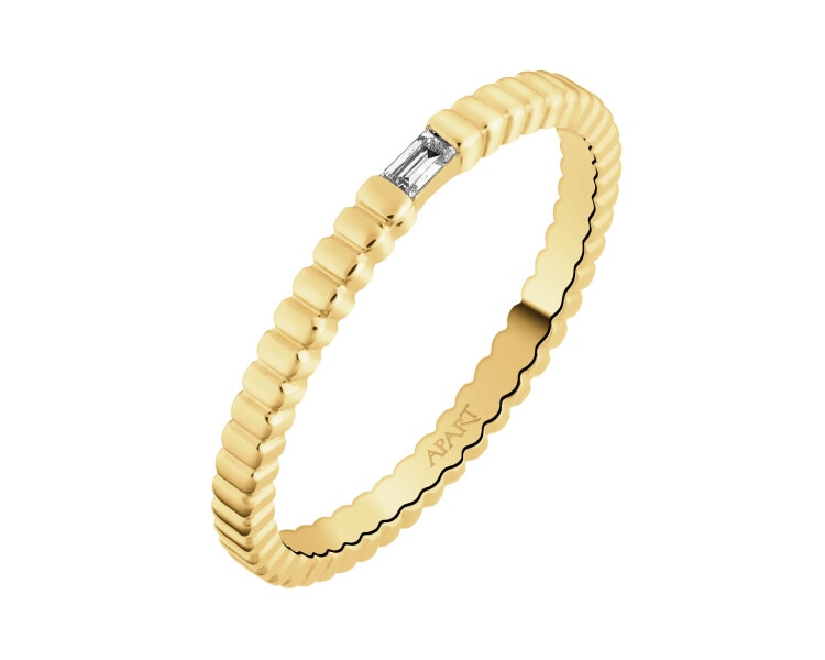 Pierścionek z żółtego złota z diamentem - 0,03 ct - próba 375