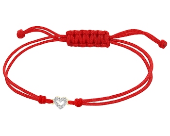 Bransoletka z elementami żółtego złota i diamentami - serce - 0,03 ct - próba 375