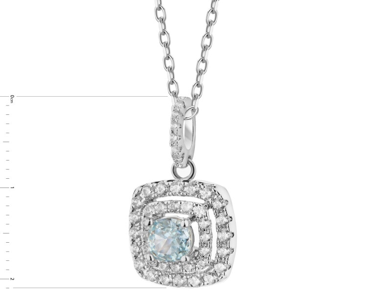 Naszyjnik z mosiądzu rodowany z cyrkoniami - kwadrat