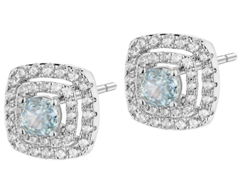 Náušnice z rhodiované mosazi se zirkony – čtverec