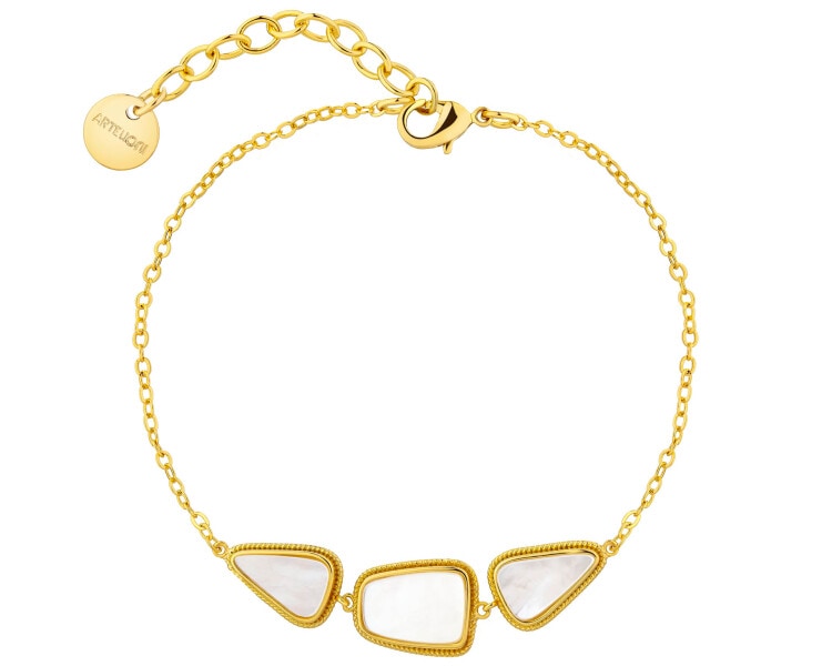 Bransoletka z mosiądzu pozłacana z masą perłową