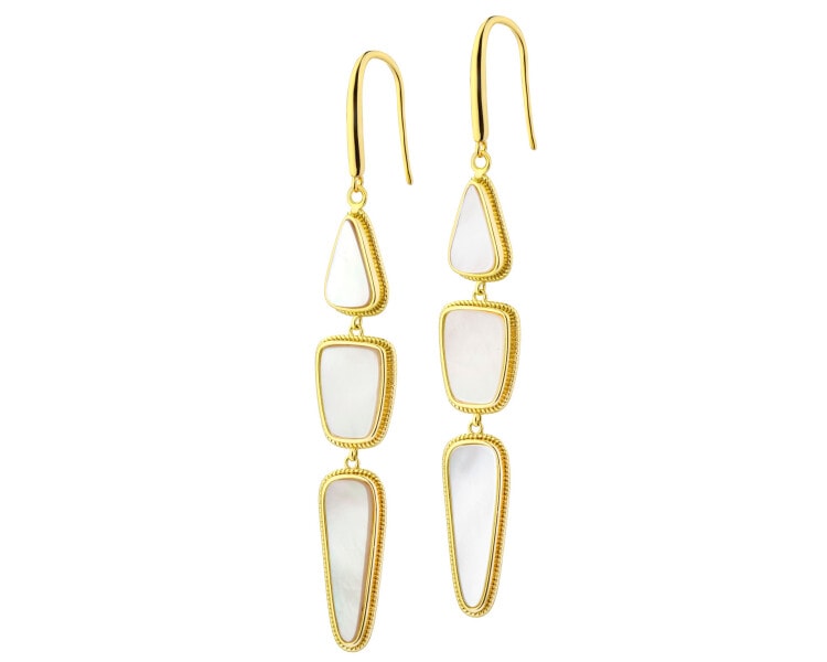 Kolczyki z mosiądzu pozłacane z masą perłową