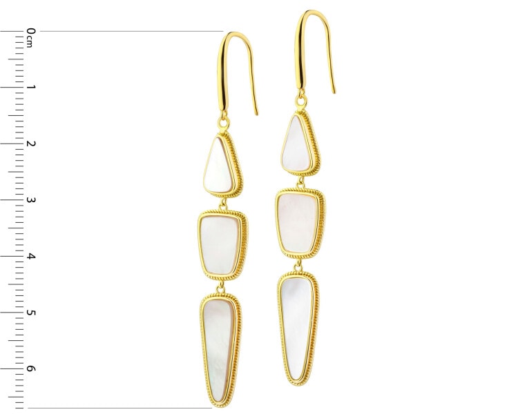 Kolczyki z mosiądzu pozłacane z masą perłową