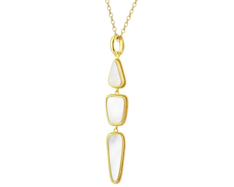 Naszyjnik z mosiądzu pozłacany z masą perłową