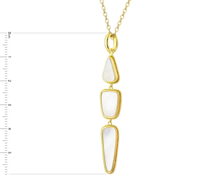 Naszyjnik z mosiądzu pozłacany z masą perłową