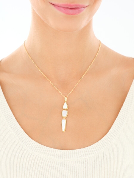 Naszyjnik z mosiądzu pozłacany z masą perłową