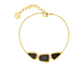 Bransoletka z mosiądzu pozłacana z agatami