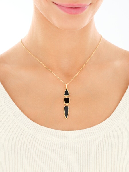 Naszyjnik z mosiądzu pozłacany z agatami