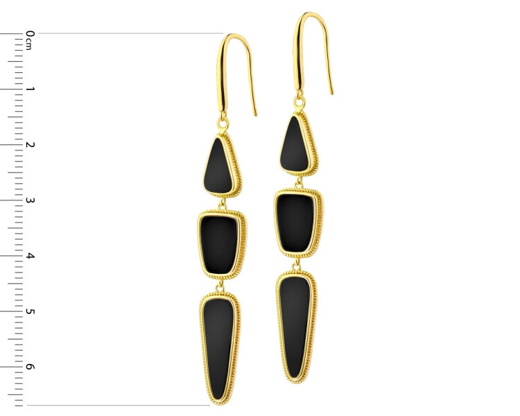 Kolczyki z mosiądzu pozłacane z agatami