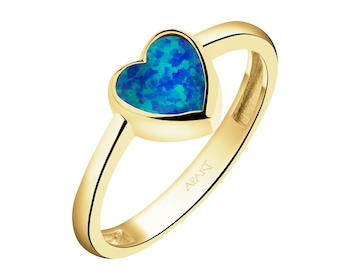 Zlatý prsten s opalitem - srdce