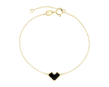 Złota bransoletka z emalią  - serce